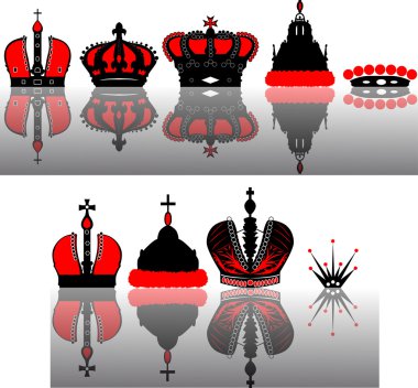 black and red crowns with reflections clipart