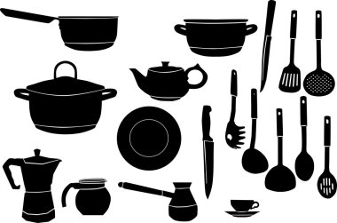 set of ware black silhouettes clipart