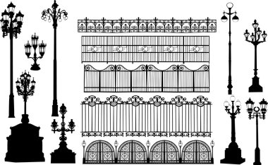 sokak lambaları ve çitler koleksiyonu