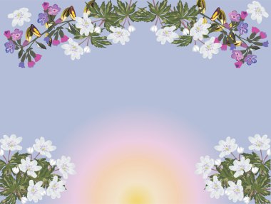 spring flowers frame design clipart