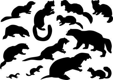 fur animals silhouettes collection clipart