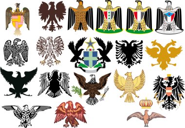 different heraldic eagles on white clipart