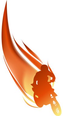 biker in flame illustration clipart