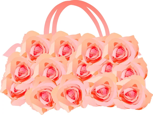 Frauentasche mit rosa Rosen — Stockvektor
