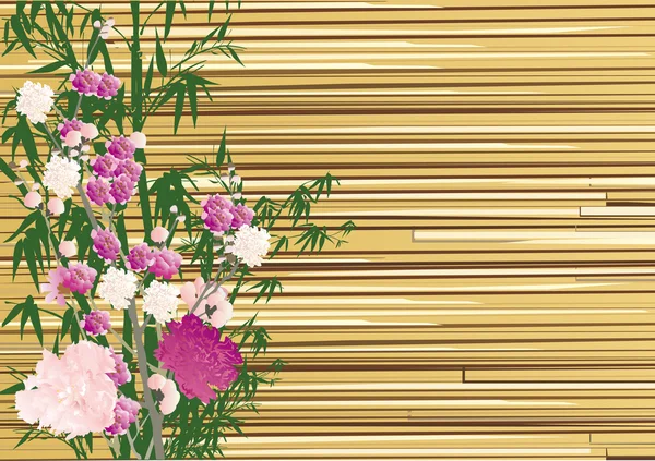 stock vector bamboo and flowers on yellow background