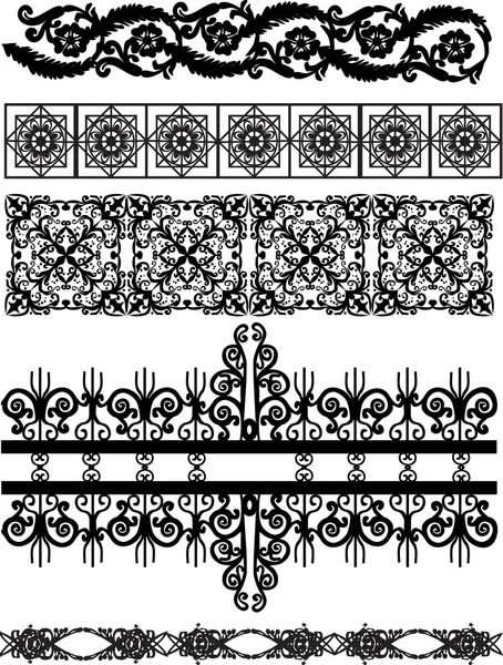 Conjunto de bandas negras decoradas en blanco — Archivo Imágenes Vectoriales