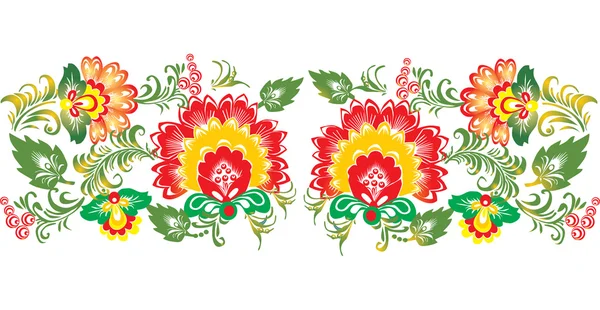 Bande florale traditionnelle isolée sur blanc — Image vectorielle