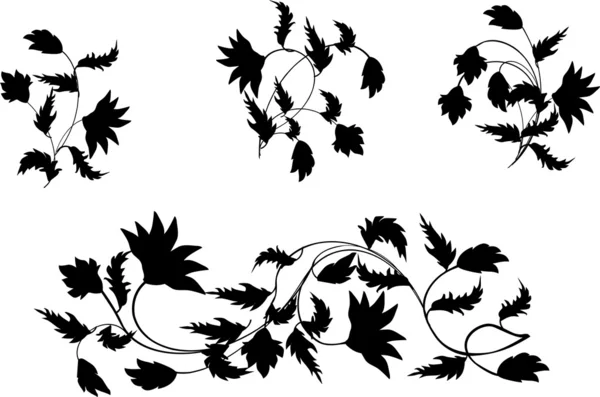 単純な黒花要素セット — ストックベクタ