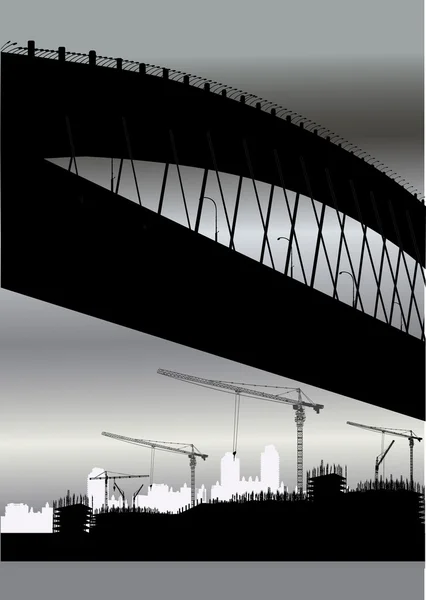 Moderní most a panorama města — Stockový vektor
