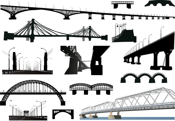 Collection of isolated bridges — Stock Vector