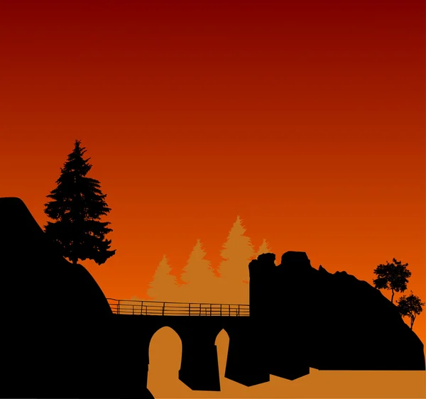 Stary Most i zachód słońca ilustracja — Wektor stockowy