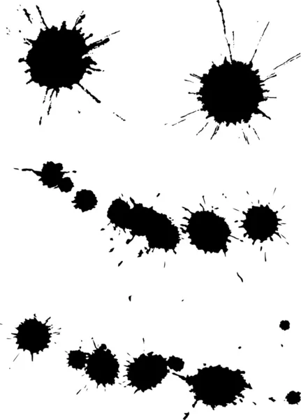 Serie di macchie nere isolate su bianco — Vettoriale Stock