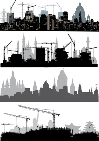 Quatre silhouettes de villes — Image vectorielle