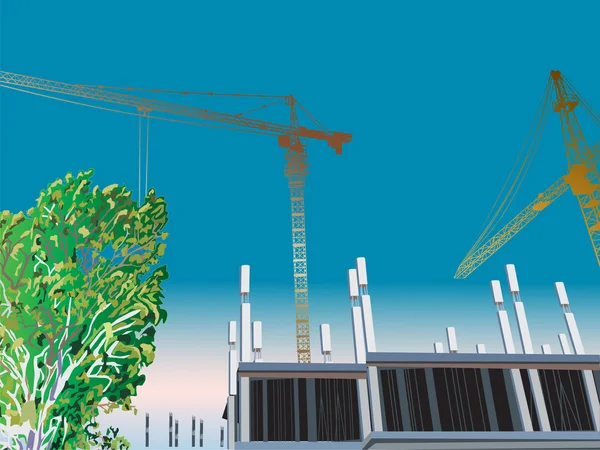 Nouveau bâtiment de maison sous le ciel bleu — Image vectorielle