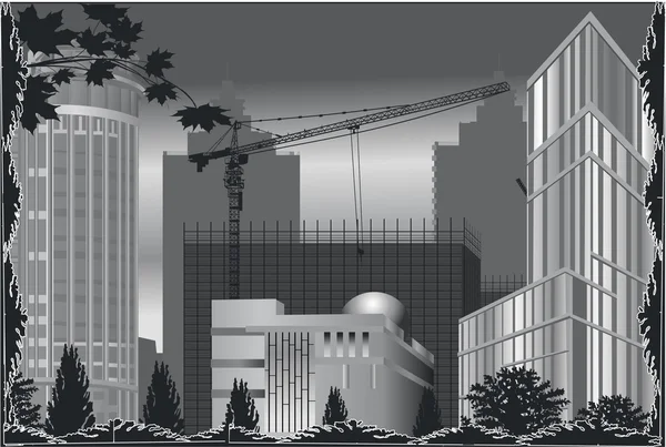 Edificio gris ciudad de negocios — Vector de stock