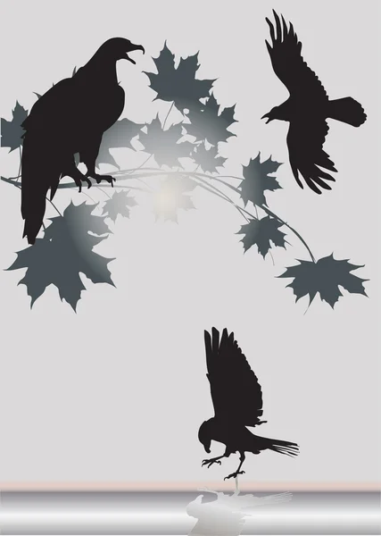 Три орла и кленовая ветвь — стоковый вектор