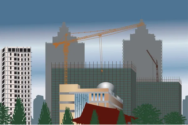 Illustration avec construction de bâtiments modernes — Image vectorielle