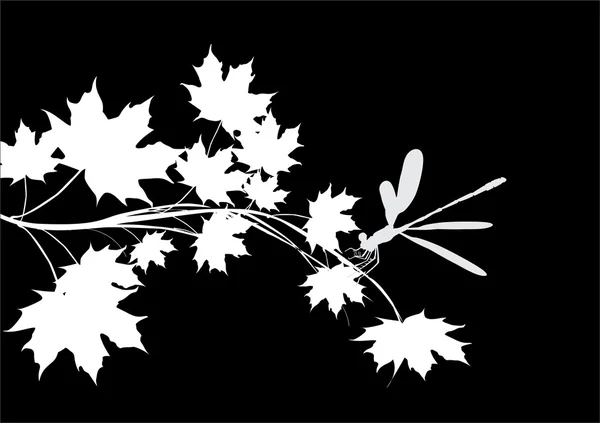 白枫分支和蜻蜓 — 图库矢量图片