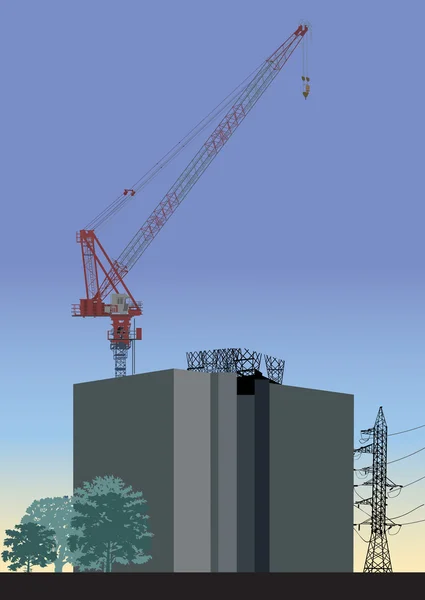 Construção de edifícios industriais sob céu azul —  Vetores de Stock
