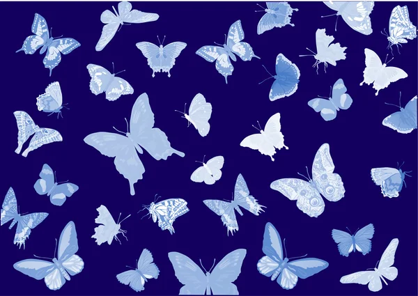 Azul mariposa fondo ilustración — Archivo Imágenes Vectoriales