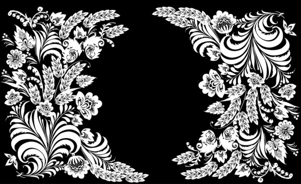 Deux branches blanches décorées de fleurs — Image vectorielle