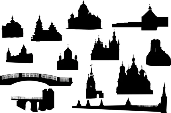 Treize vieux bâtiments — Image vectorielle