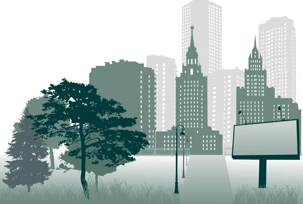 Panneau d'affichage près de la ville — Image vectorielle