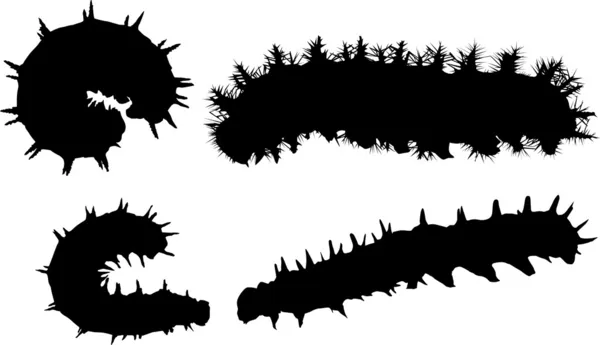 Fyra caterpillar silhuetter — Stock vektor