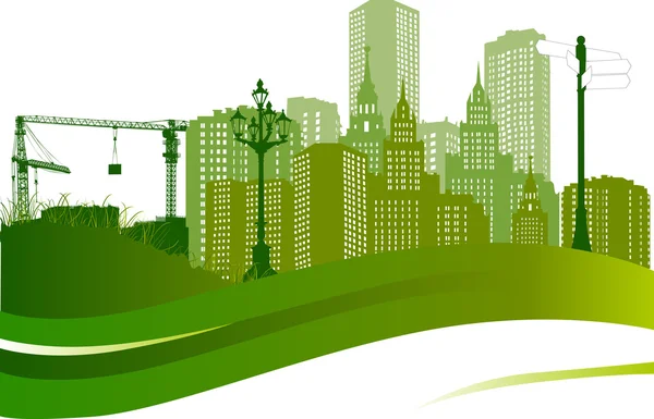 Ilustracja krajobraz zielonego miasta — Wektor stockowy