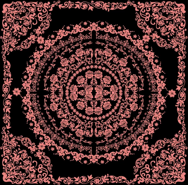 Розовый круглый узор в рамке — стоковый вектор