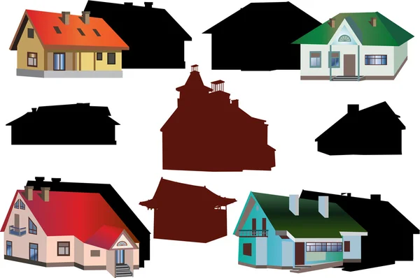 Beyaz arka plan üzerinde izole evler kümesini — Stok Vektör