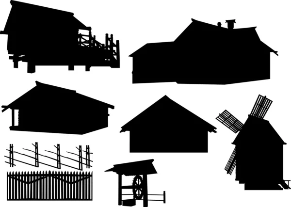 Collezione di edifici rurali — Vettoriale Stock