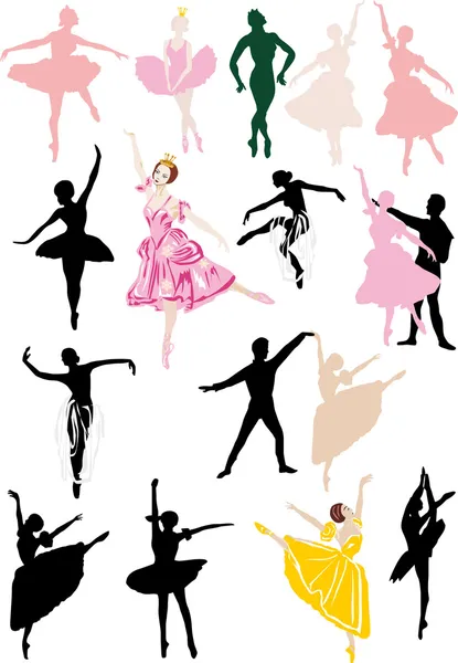 芭蕾舞舞者集合 — 图库矢量图片