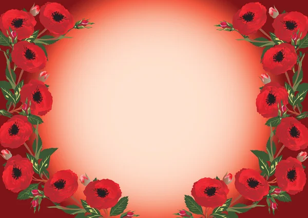 Mooie rode bloem frame patroon — Stockvector