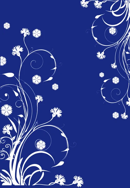 Bílé květinové curles na modrém pozadí — Stockový vektor