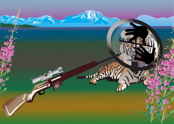 Tiger in sight illustration — Stock Vector