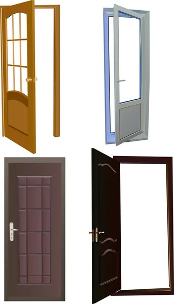 Чотири двері ізольовані на білому — стоковий вектор