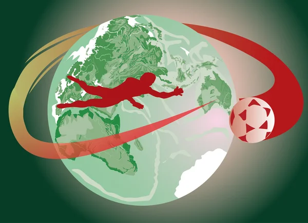 Ποδόσφαιρο player και επίγεια globe — Διανυσματικό Αρχείο