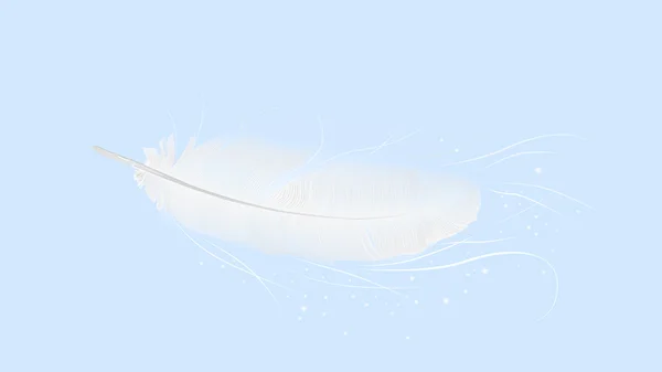 White feather on light blue background — Stock Vector