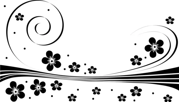 Горизонтальний візерунок з квітами і лініями — стоковий вектор