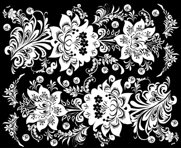 Tradiční pattren se čtyřmi bílými květy — Stockový vektor