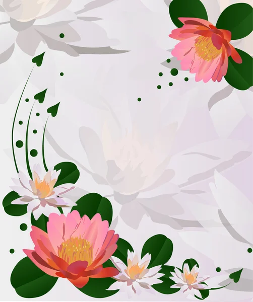 गुलाबी लिली फूल कोने सजावट — स्टॉक वेक्टर
