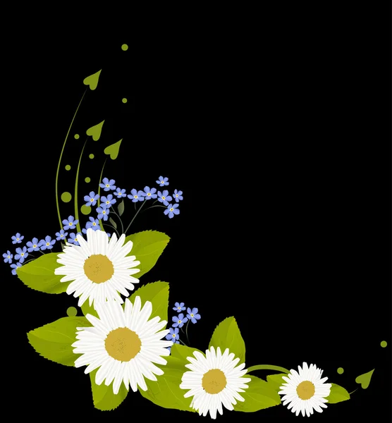 白鎮静との青い花 — ストックベクタ