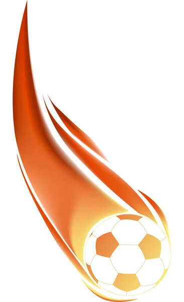 Απομονωμένες Ποδόσφαιρο μπάλα σε φλόγα — Διανυσματικό Αρχείο