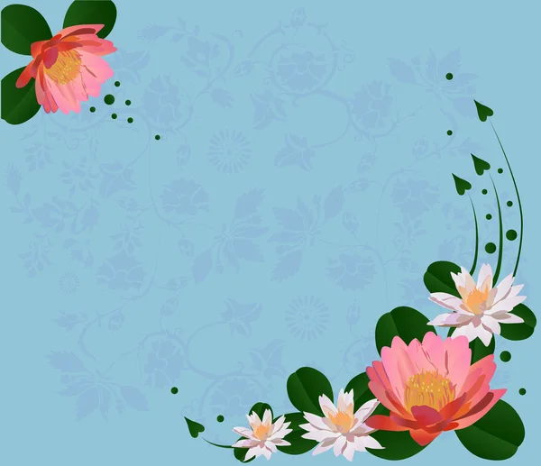 Twee roze lily bloemen decoratie — Stockvector