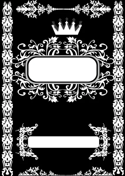 Marco rizado blanco con corona — Archivo Imágenes Vectoriales