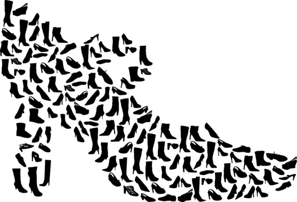 Chaussures femme noires isolées sur blanc — Image vectorielle