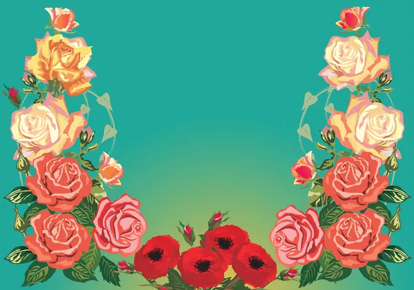 Ροδαλό floral σχέδιο μισό καρέ — Διανυσματικό Αρχείο