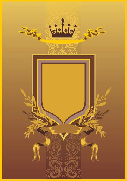 Золотая и коричневая рамка с короной — стоковый вектор