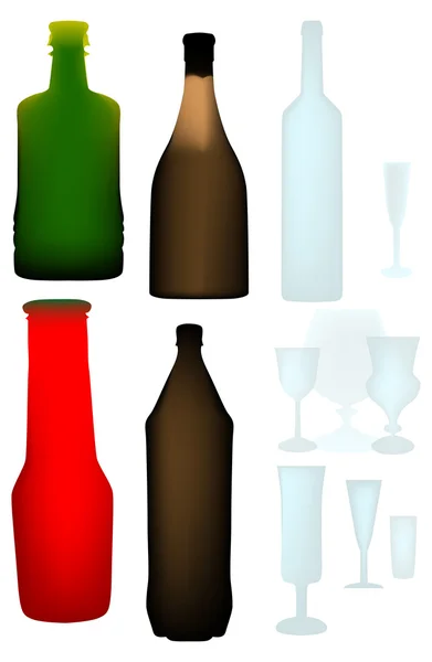 Color botteles y vasos en blanco — Archivo Imágenes Vectoriales